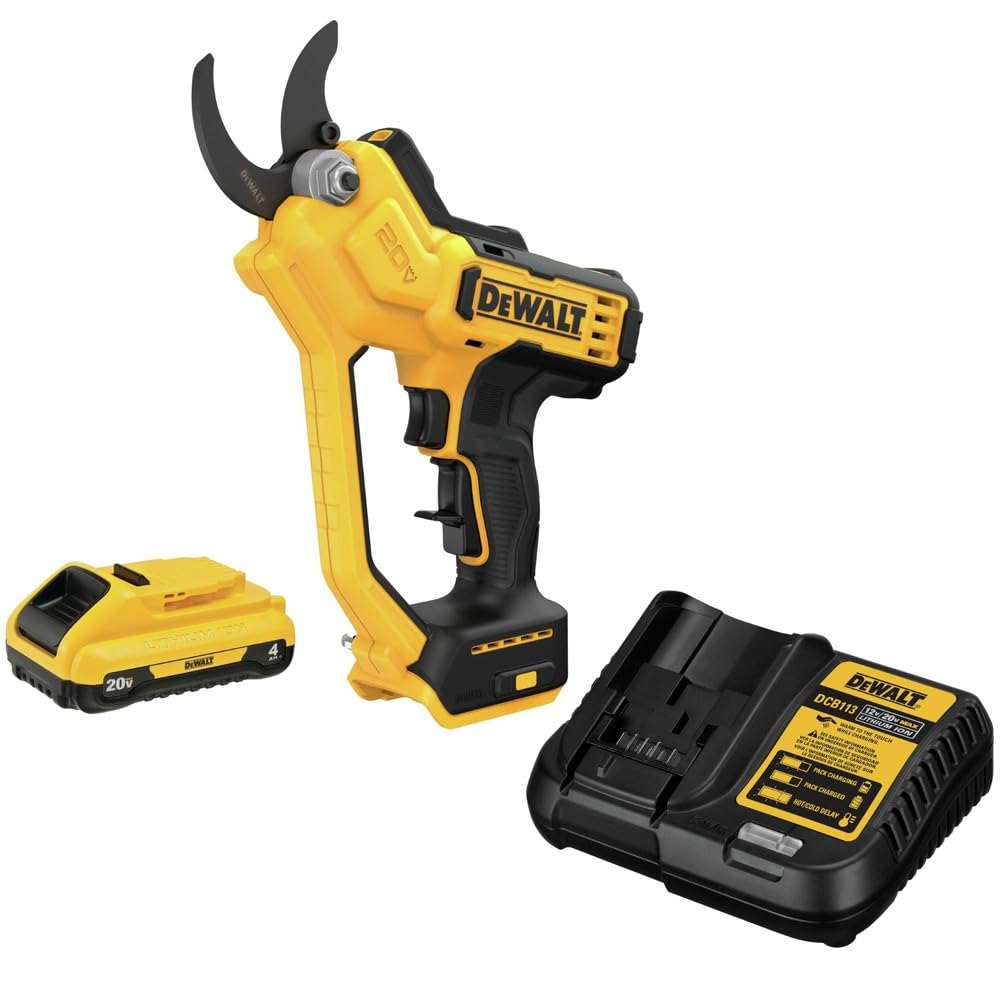 Dewalt DCPR320BDCB240C-BNDL 20V MAX Lithium-Ion 1-1/2 in. Cordless Pruner and 20V MAX 4 Ah Lithium-Ion Battery and Charger Starter Kit Bundle