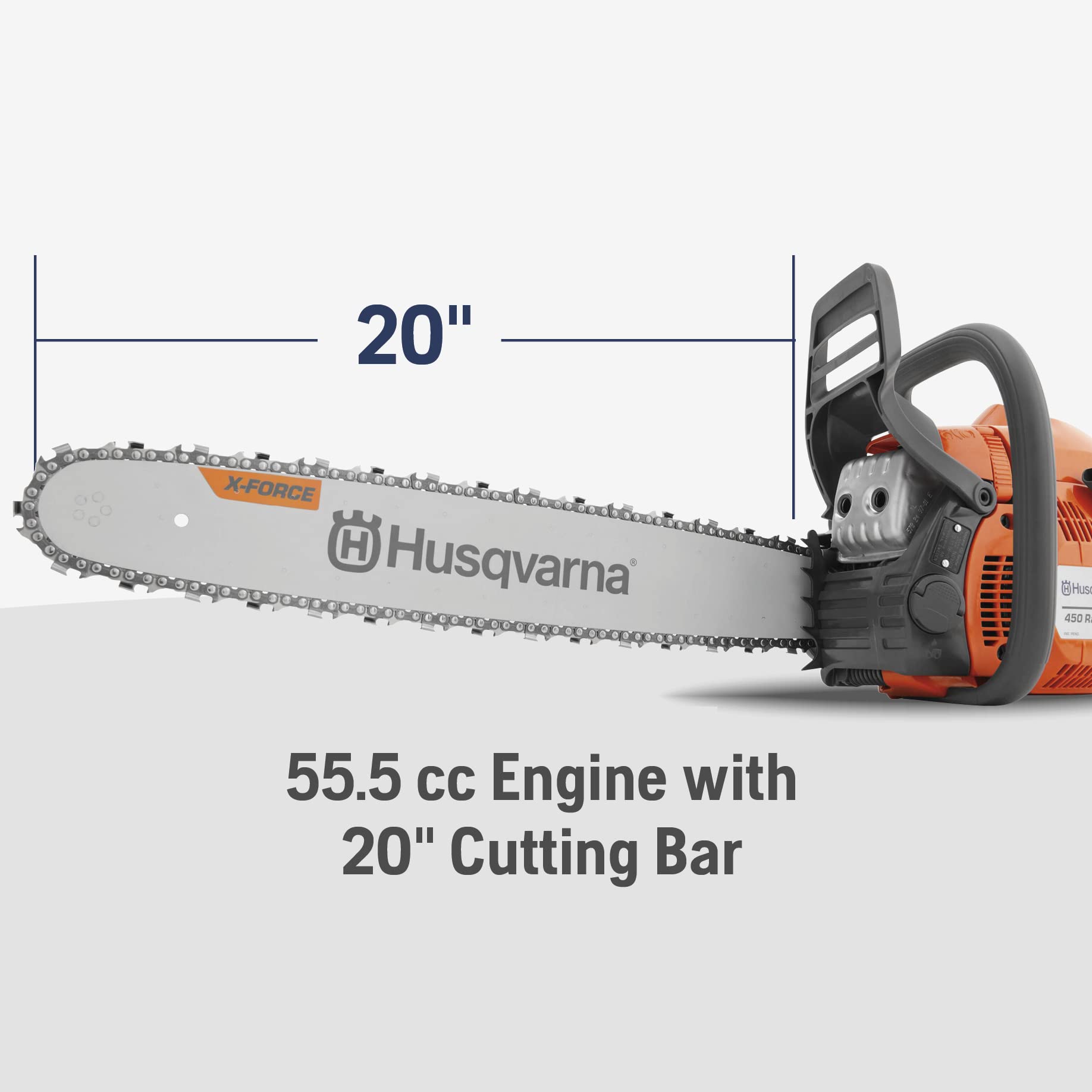 Husqvarna 455 Rancher Gas Chainsaw, 55-cc 3.5-HP, 2-Cycle X-Torq Engine, 20 Inch Chainsaw with Automatic Oiler, For Wood Cutting, Tree Trimming and Land Clearing - Image 8