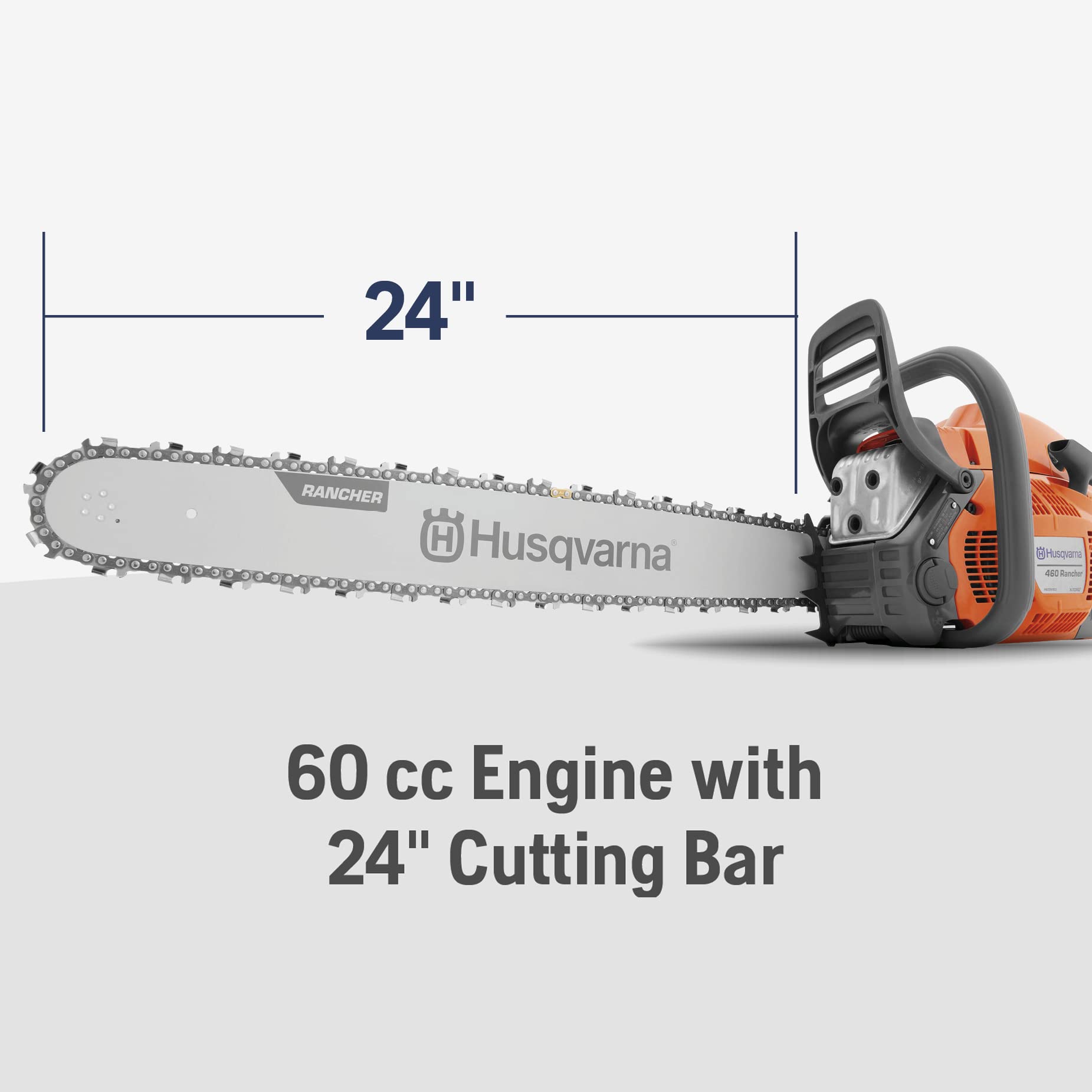 Husqvarna 460 Rancher Gas Powered Chainsaw, 60.3-cc 3.6-HP, 2-Cycle X-Torq Engine, 24 Inch Chainsaw with Automatic Adjustable Oil Pump, For Wood Cutting, Tree Trimming and Land Clearing - Image 8
