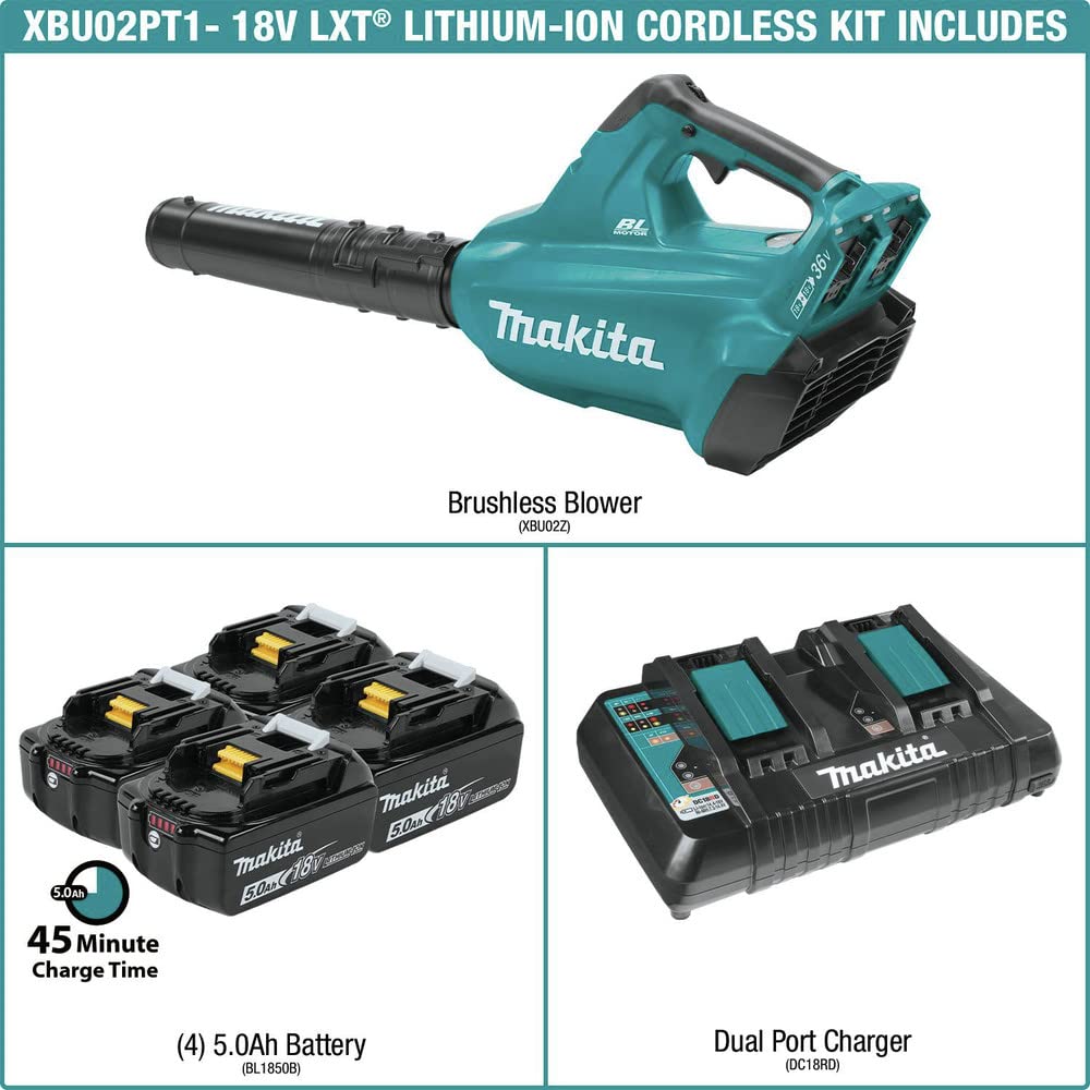 Makita XBU02PT1 36V (18V X2) LXT® Brushless Blower Kit with 4 Batteries (5.0Ah) - Image 7