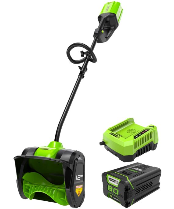 Greenworks 80V (75+ Compatible Tools) 12” Brushless Cordless Snow Shovel, 2.0Ah Battery and Charger Included