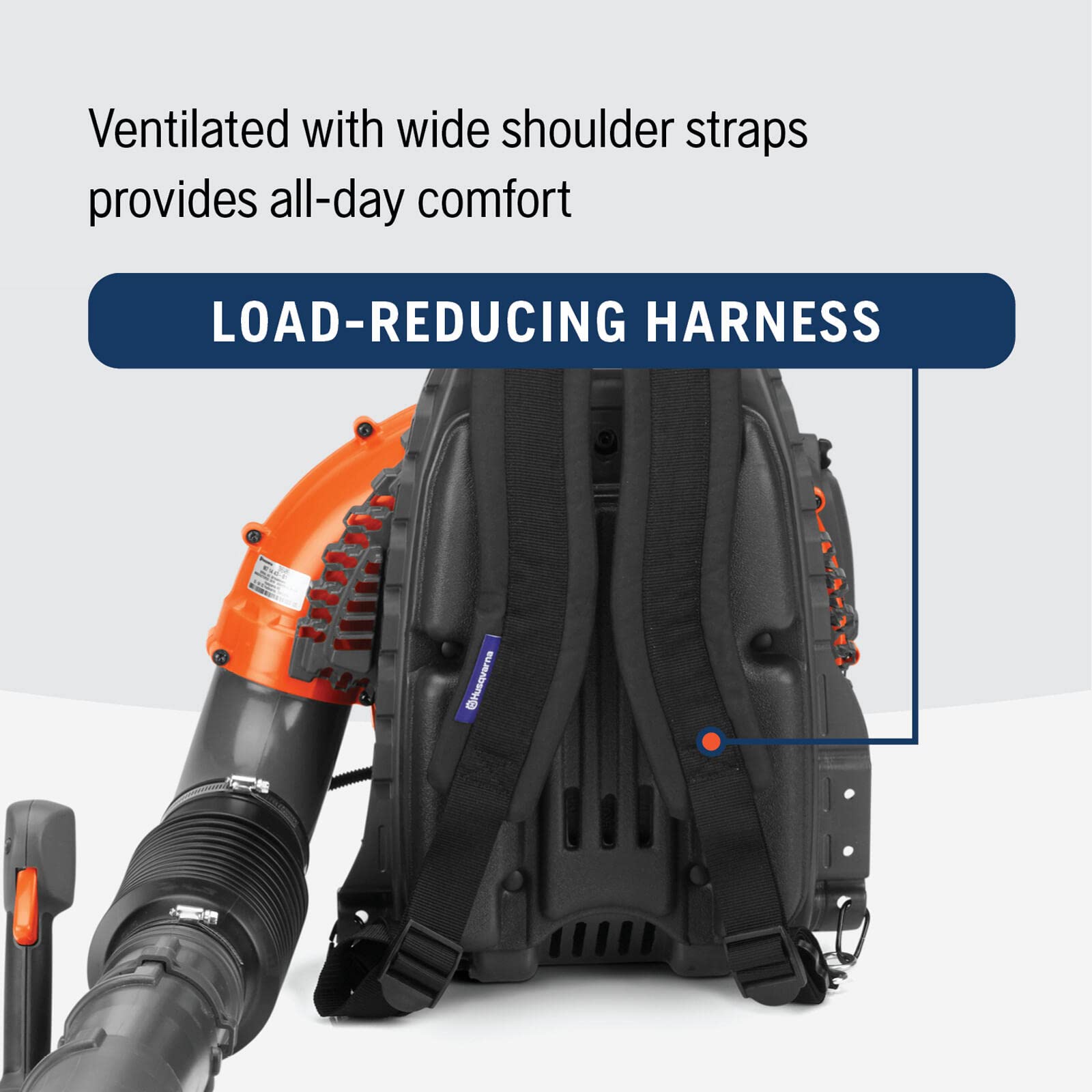 Husqvarna 360BT Gas Leaf Blower, 65.6-cc 3.81-HP 2-Cycle Backpack Leaf Blower with 890-CFM, 232-MPH, 30-N Powerful Clearing Performance and Load-Reducing Harness, Gifts for Men - Image 5