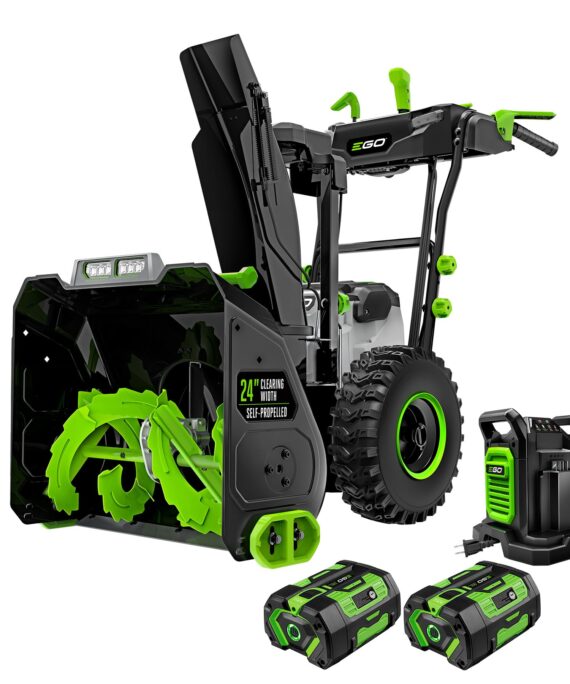 EGO POWER+ 24" Electric Snow Blower, Cordless Self-Propelled 2-Stage, Includes (2) 56 V 7.5Ah Batteries and Dual Port Charger - SNT2405