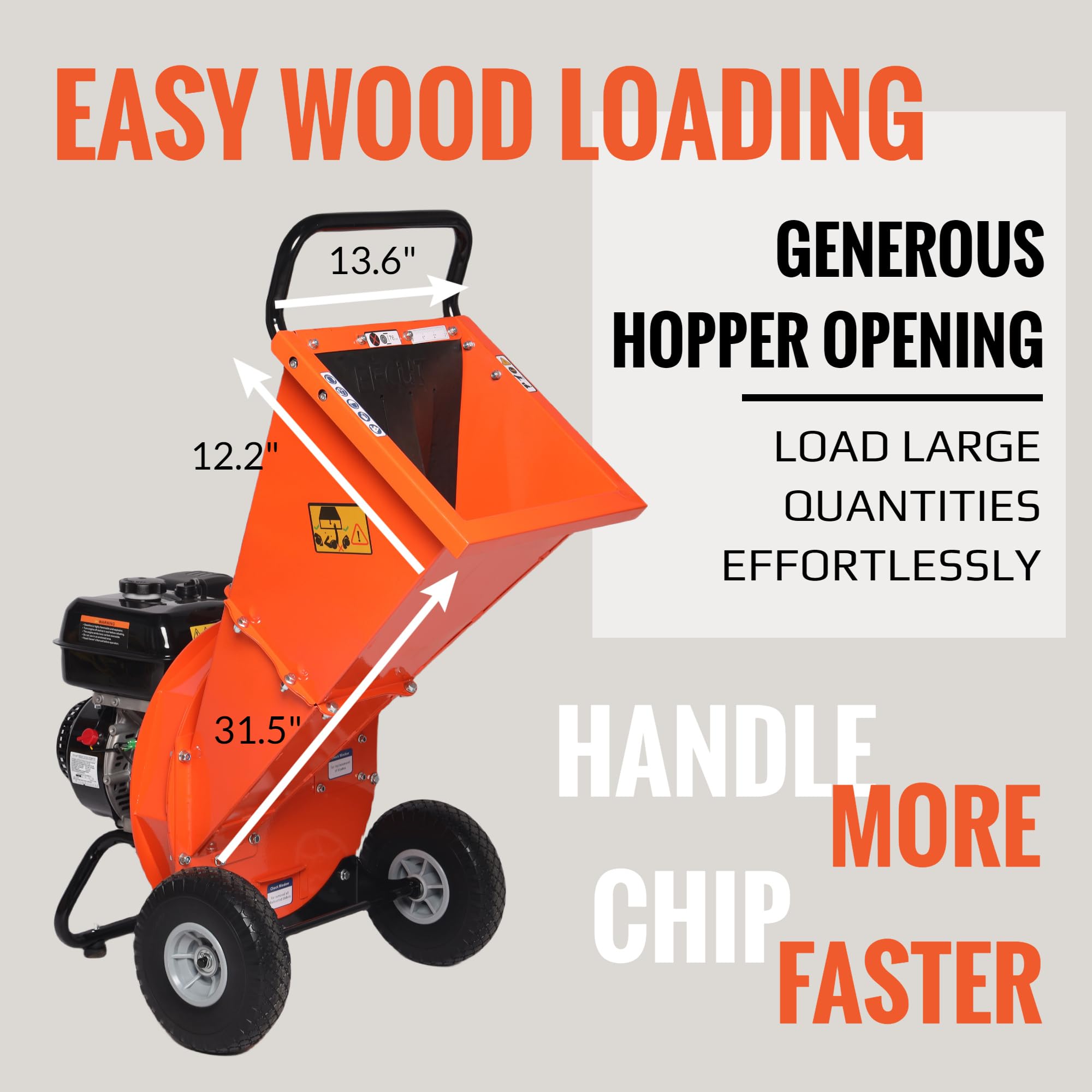 EFCUT C40 Wood Chipper 4" inch Max Diameter Capacity 9 HP 274cc Gas Powered Engine Heavy Duty Shredder Mulcher - Image 2