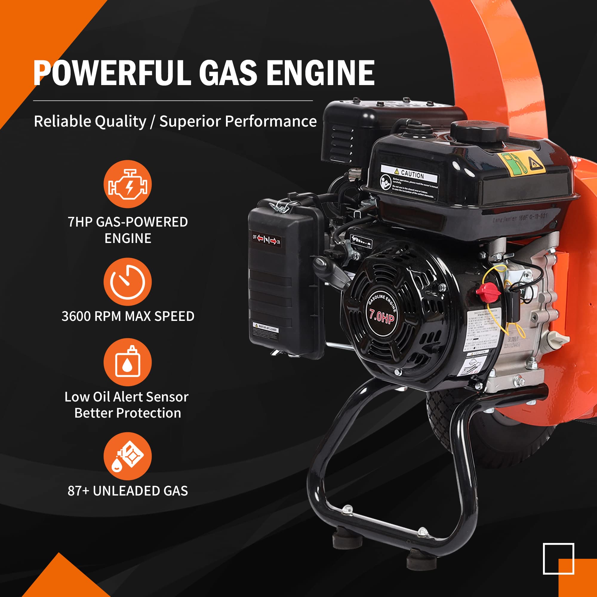 EFCUT C30 LITE Wood Chipper Shredder Mulcher Heavy Duty 7 HP 212cc Gas Powered 3 Inch Max Capacity 1-Year Warranty After Product Registration - Image 4