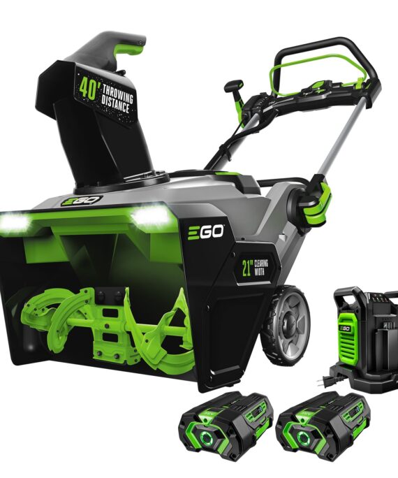 EGO Power+ SNT2112 21-Inch 56-Volt Lithium-Ion Cordless Snow Blower with Peak Power and Steel Auger - (2) 5.0Ah Batteries and Dual Port Charger Included