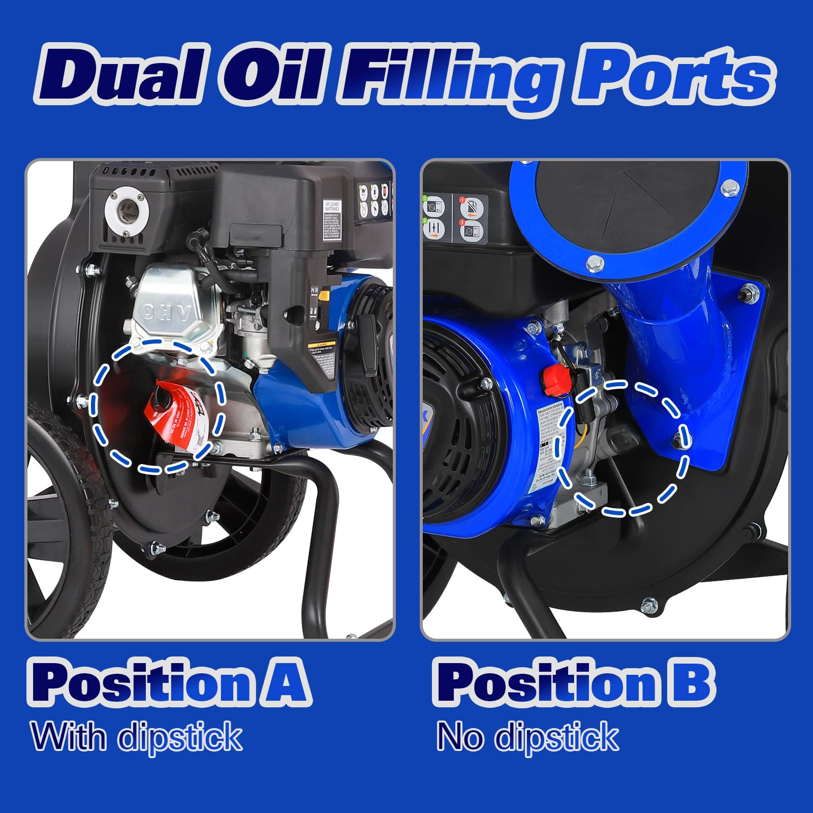 BILT HARD Wood Chippers Gas Powered - 7.5 HP 224cc Gas Powered Shredder, 2 in 1 Multi-Function Heavy Duty, 3" Max Wood Diameter Capacity with Collection Bag - Image 4