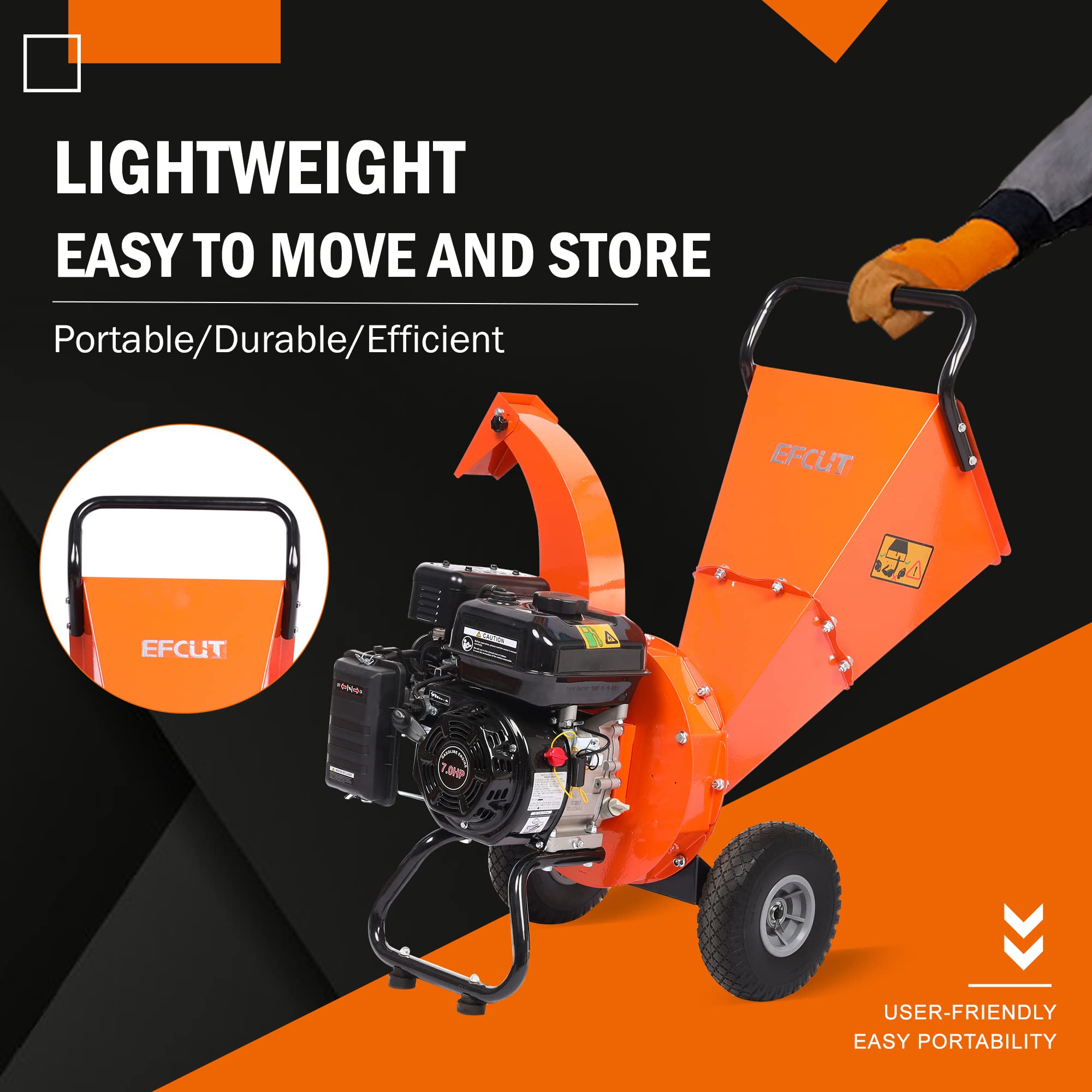 EFCUT C30 LITE Wood Chipper Shredder Mulcher Heavy Duty 7 HP 212cc Gas Powered 3 Inch Max Capacity 1-Year Warranty After Product Registration - Image 3