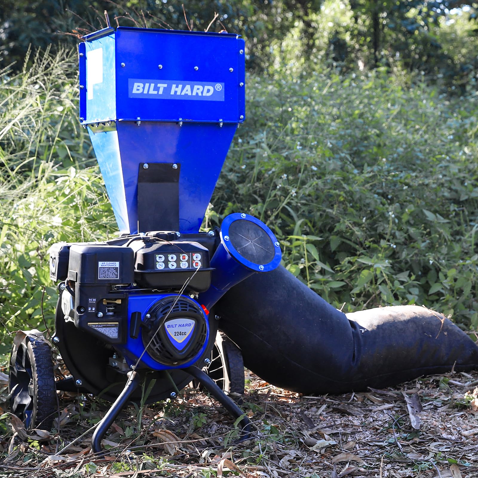 BILT HARD Wood Chippers Gas Powered - 7.5 HP 224cc Gas Powered Shredder, 2 in 1 Multi-Function Heavy Duty, 3" Max Wood Diameter Capacity with Collection Bag - Image 8