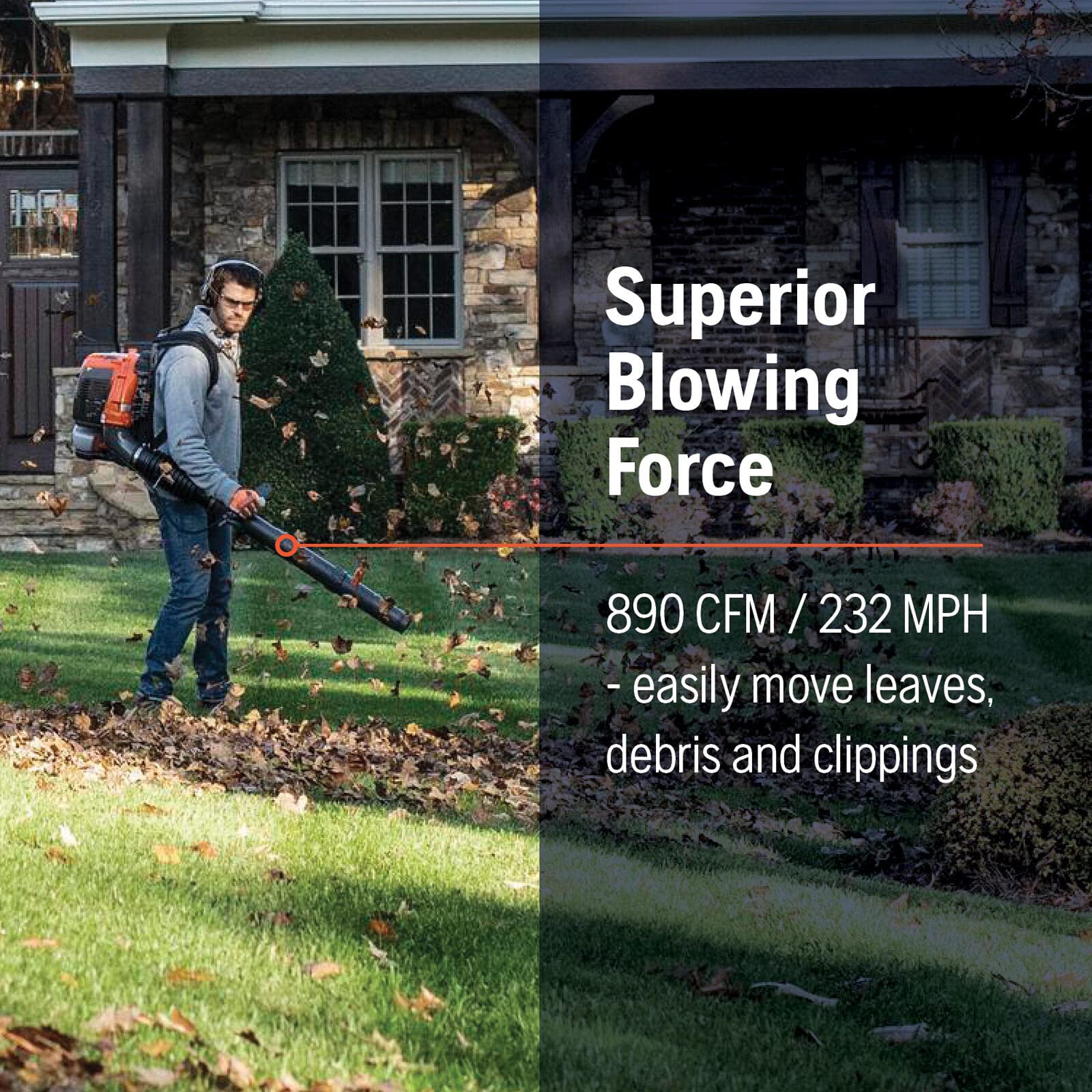 Husqvarna 360BT Gas Leaf Blower, 65.6-cc 3.81-HP 2-Cycle Backpack Leaf Blower with 890-CFM, 232-MPH, 30-N Powerful Clearing Performance and Load-Reducing Harness, Gifts for Men - Image 8