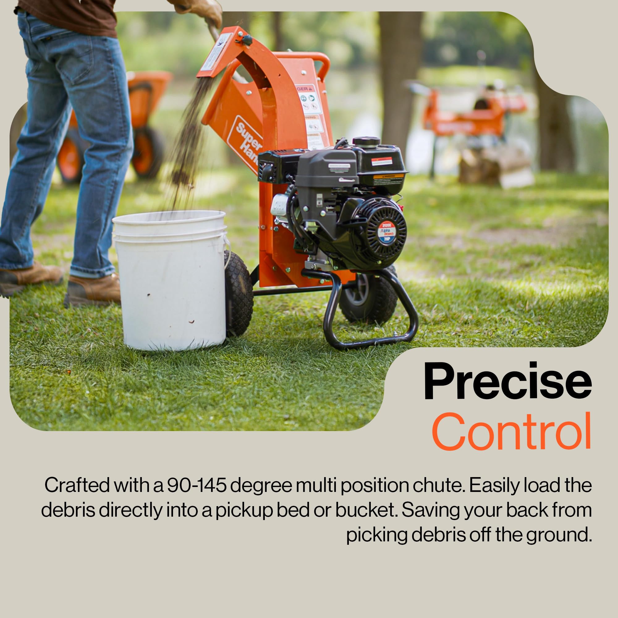 SuperHandy Mini Wood Chipper Shredder Mulcher Heavy Duty 7HP Compact Design 3" Inch Max Capacity - Image 4