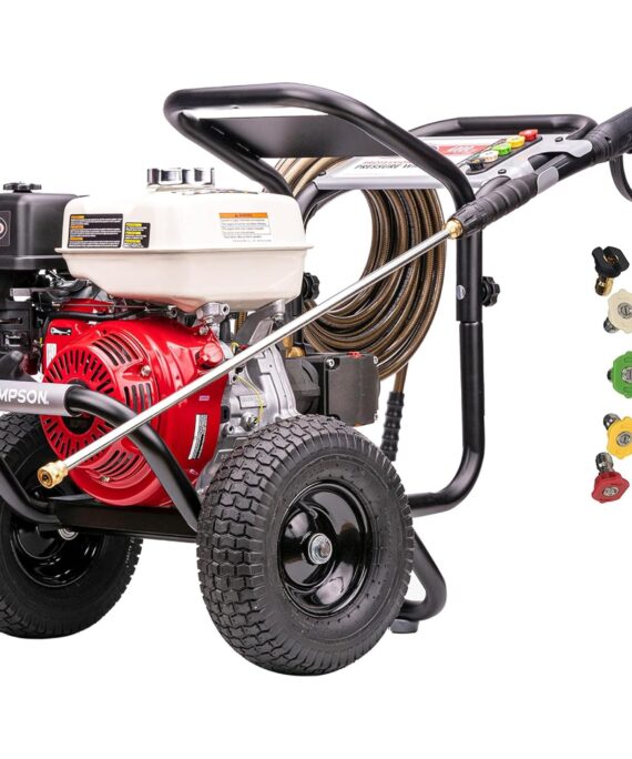 SIMPSON Cleaning PS60869 PowerShot 4000 PSI Gas Pressure Washer, 3.5 GPM AAA Triplex Pump, Honda GX270 Engine, Includes Spray Gun, Wand, 5 QC Nozzle Tips, 3/8-inch x 50-Foot Monster Hose, 49-State